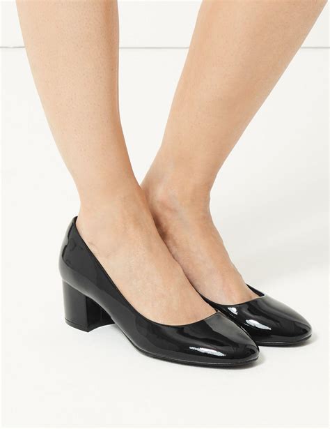 Marks And Spencer Wide Fit Leather Court Shoes In Black Lyst