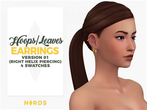 The Sims Resource Hoops And Leaves Earrings V1 By Nords • Sims 4 Downloads
