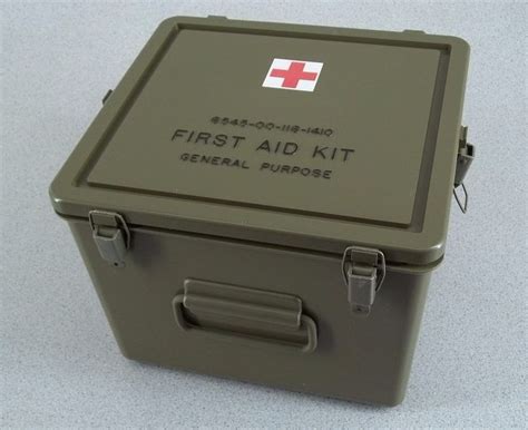 Military First Aid Kit Hard Case Box W Weatherproof Sealed Lid Nos