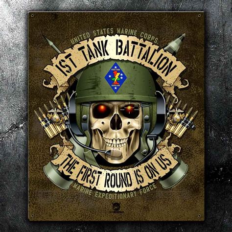 Usmc 1st Tank Battalion Vintage Sign Marine Corps Items