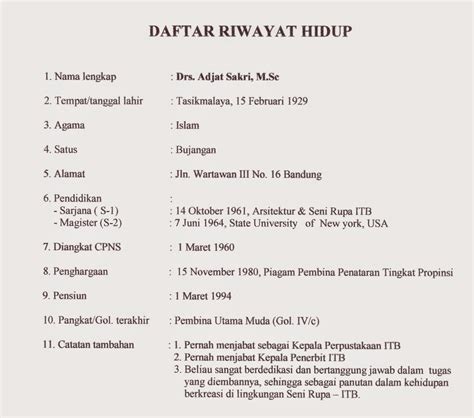 Cara Mengisi Riwayat Hidup Lamaran Kerja Contoh Surat