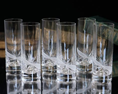 6x Tall Crystal Shot Glasses Tequila Glasses Cut Decor Etsy