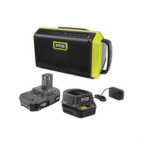 ryobi pad01kn one 18v cordless speaker with bluetooth kit with 1 5 ah battery and charger