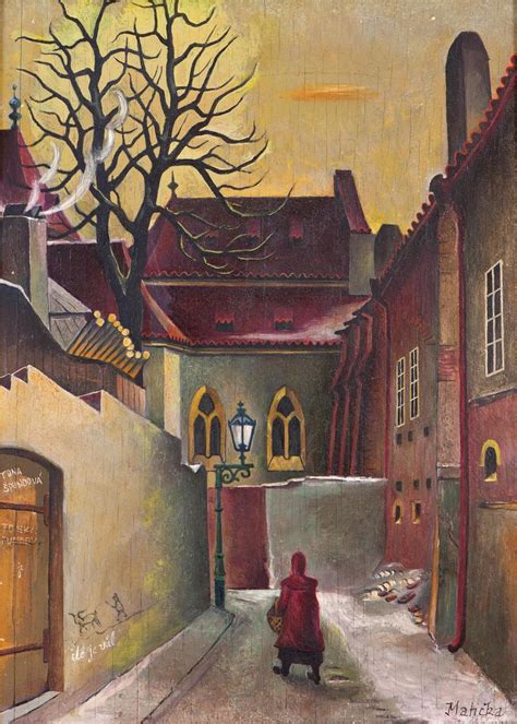 A Painting Of A Woman Walking Down A Street