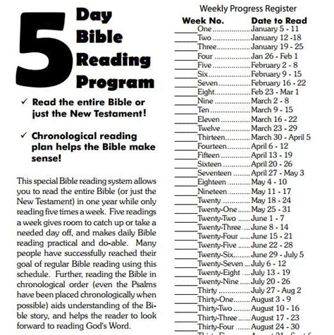 Five Day Bible Reading Schedule Bible Reading Schedule Read Bible