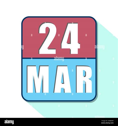 March 24th Day 24 Of Month Simple Calendar Icon On White Background