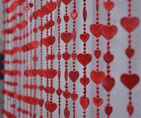 7ft Strings Bead Curtain Red Heart Fancy Sparkling Door Window Etsy