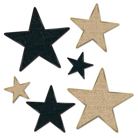 Bulk Miscellaneous Star Decorations Party Supplies Blackgold Glitter