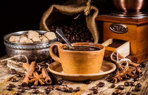Download Sugar Cinnamon Star Anise Still Life Coffee Beans Cup Food