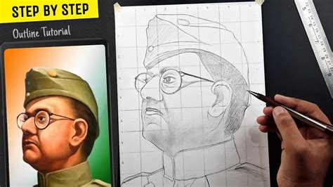 How To Draw Netaji Subhash Chandra Bose Step By Step Outline Tutorial YouTube