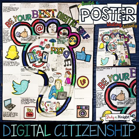 Digital Citizenship Writing Activity Poster Group Collaboration