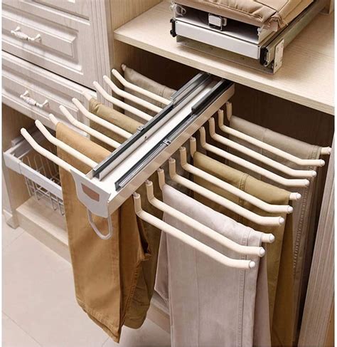 Nisorpa Pull Out Pants Rack Arms Trousers Hangers Rack Steel Non Slip Pants Hanger Bar