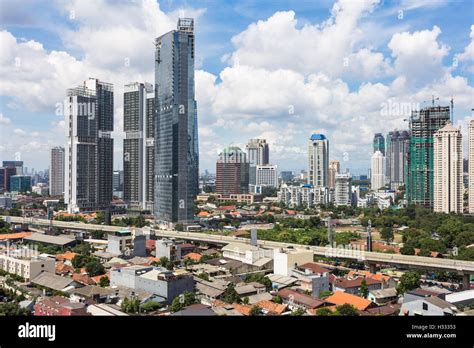 Jakarta Skyline Around The Business District On A Sunny Day In
