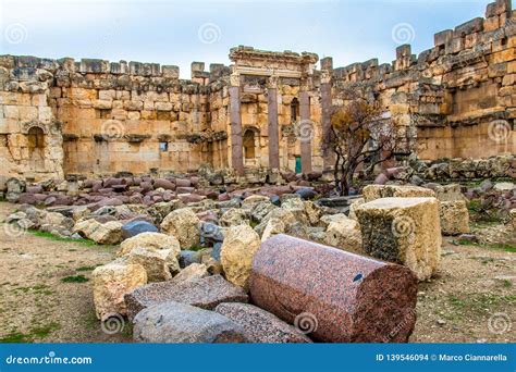 Roman City Ruins Of The Ancient Baalbek In Lebanon Stock Photo Image