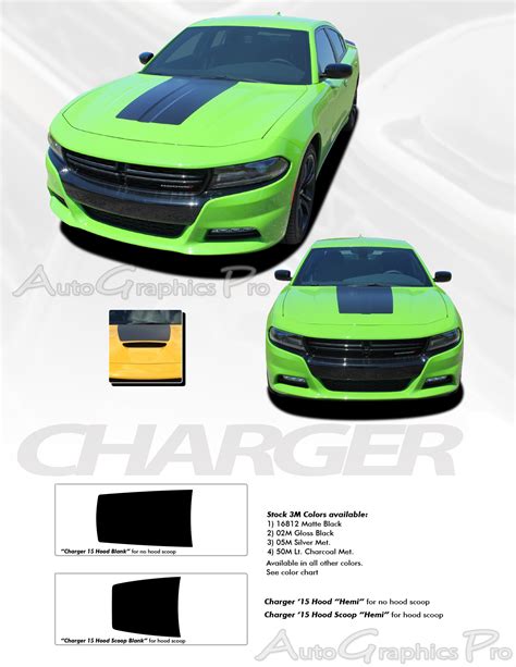2015 2021 Dodge Charger Hood Stripe Vinyl Graphic Decals Hood 15 Hemi