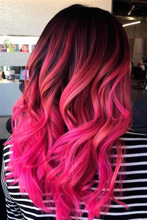 Pink Ombre On Dark Base Colorfulhair Ombrehair Wavyhairstyles Pink