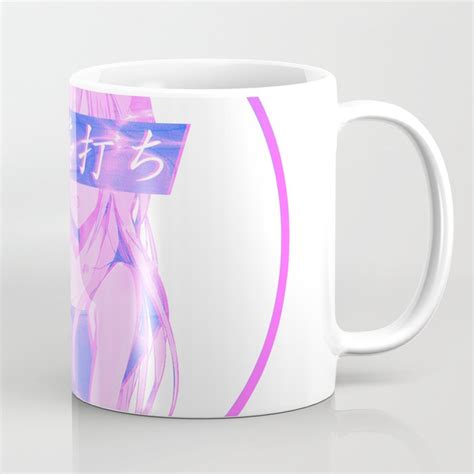 Waves Pink Sad Japanese Anime Girl Aesthetic Coffee Mug By Poser