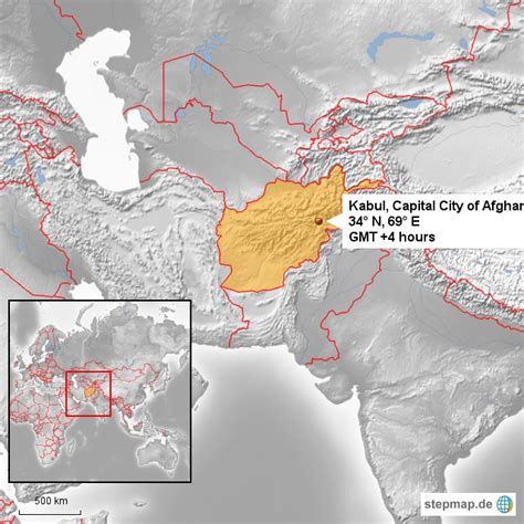 Stepmap Afghanistan Übersicht 500km Landkarte Für Afghanistan