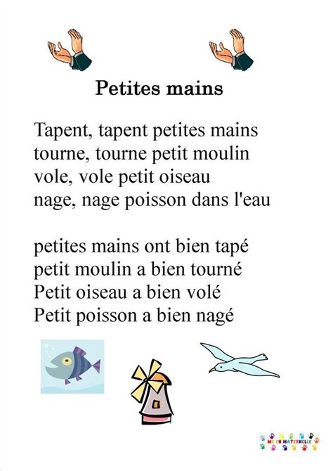 A Poem Written In French With An Image Of Two Hands And The Words