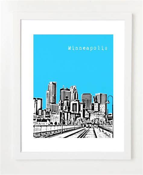 Minneapolis Minnesota Skyline Poster City Skyline Art Print Etsy