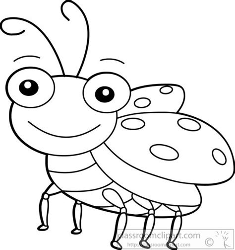 Animals Lady Bug Insect Black White Outline Clipart 5779 Classroom