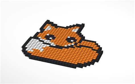 3d Design Cute Fox Pixel Art Tinkercad