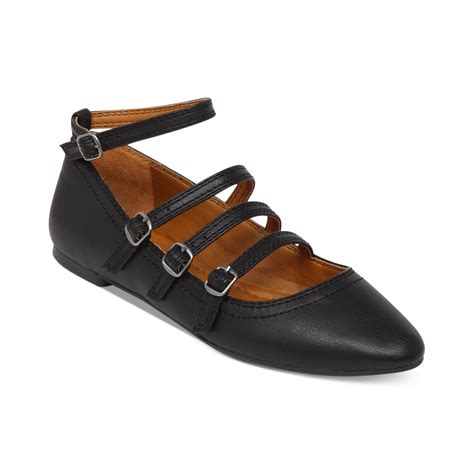 Lyst Lucky Brand Womens Addisonn Ankle Strap Flats In Black