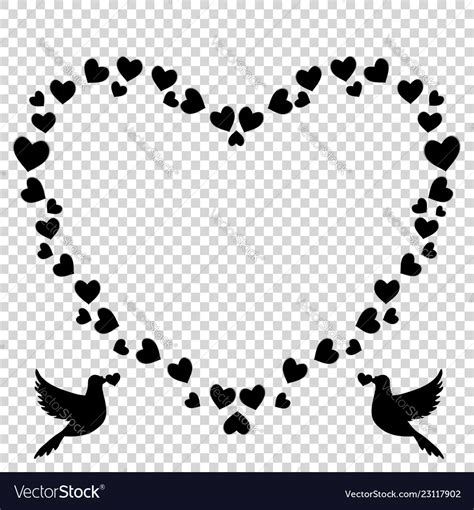 Black Retro Heart Shaped Photo Frame Of Hearts Vector Image