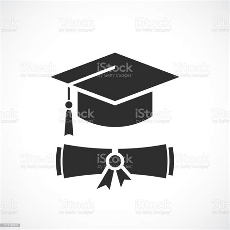Graduation Cap And Education Diploma Vector Icon Stock Illustration