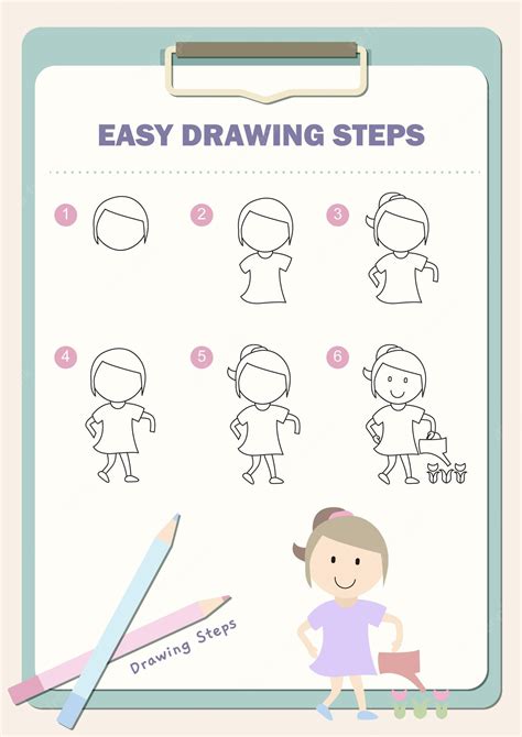 Cómo Dibujar Una Niña Pasos De Dibujo Fáciles Para Niños Boceto De