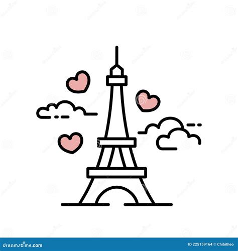 Eiffel Tower Icon Image In Love Eiffel Vector Illustration Stock