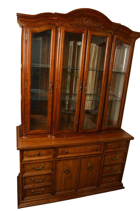 Vintage Two Piece China Cabinet By Thomasville Ebth