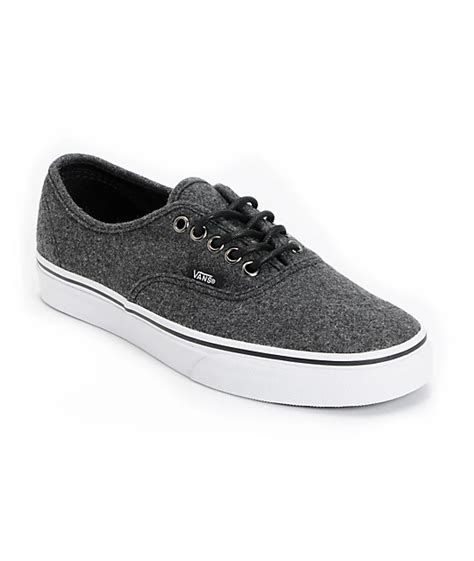 Vans Authentic Dark Grey Wool Skate Shoes Zumiez