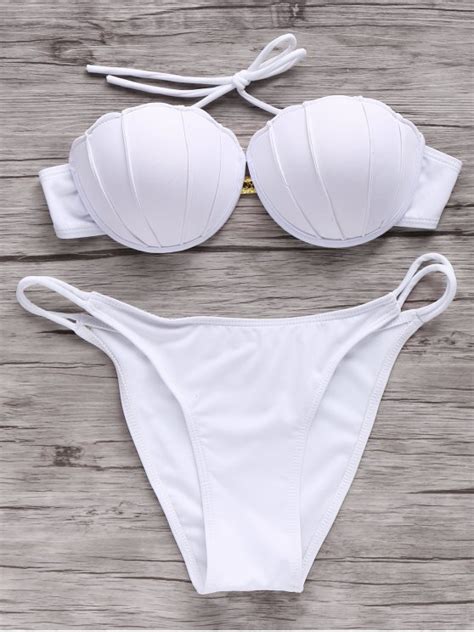 Off Strapless Solid Color Bikini Set In White Zaful
