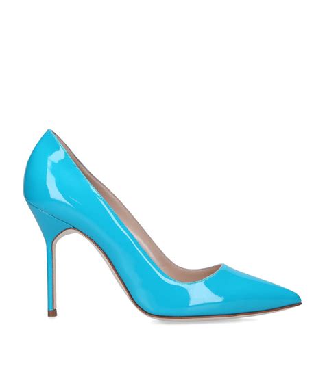 Manolo Blahnik Turquoise Leather BB Pumps Harrods UK