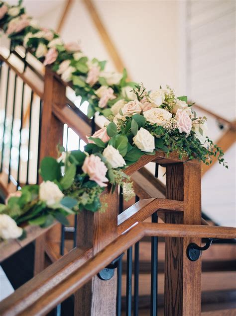 Wedding Venue Decoration Inspiration Staircase Railing Floral Garland