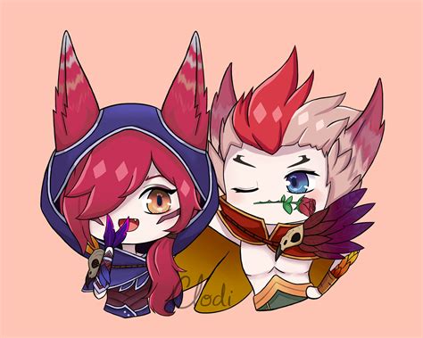 Artstation Xayah Rakan Chibi