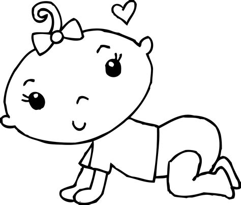Gambar Cute Baby Girl Coloring Page Free Clip Art Clipart Di Rebanas
