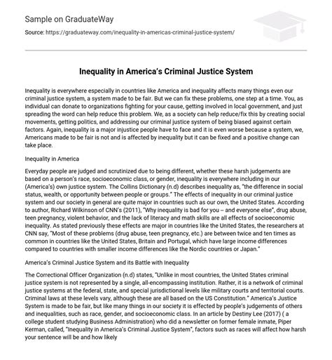 ⇉inequality in america s criminal justice system essay example graduateway