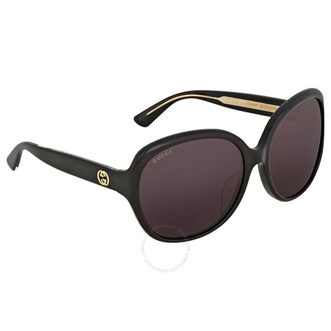 gucci black round sunglasses gg0080sk gg0080sk 001 61 889652052014 sunglasses jomashop