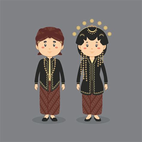 Couple Character Wearing Central Java Traditional Wedding Dress 1100230