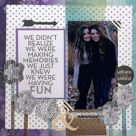 Here's 25 scrapbook ideas for beginners for some creative ideas to assemble your pages. Layout: Having Fun | Friend scrapbook, Photo album ...