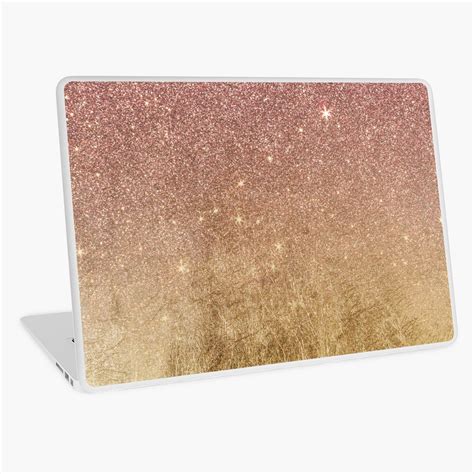 Pink Rose Gold Glitter And Gold Foil Mesh Laptop Skin For Sale By