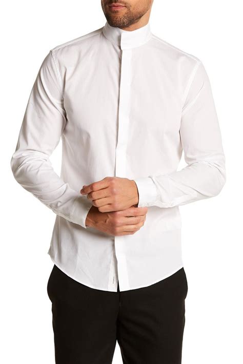 mandarin collar shirt with hidden placket l s style 30 29492 lindbergh