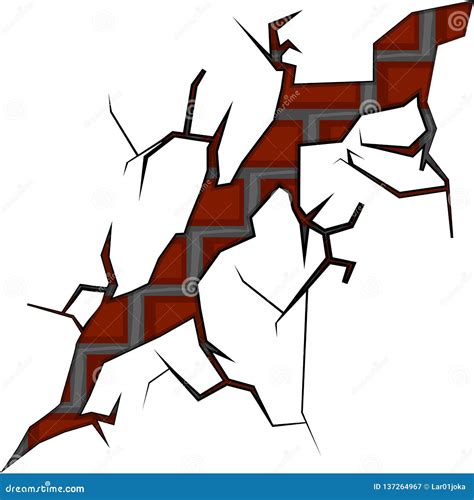Isolated Brick Wall Cracked Stock Vector Illustration Of Crack