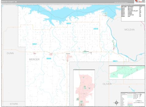 Mercer County Nd Wall Map Premium Style By Marketmaps