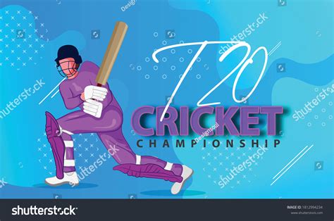 Illustration Cricket Player Creative Poster Banner Stock Vector