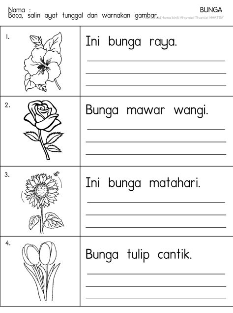 Lembaran Kerja Tema Bunga Bungaan Prasekolah Check Spelling Or Type A