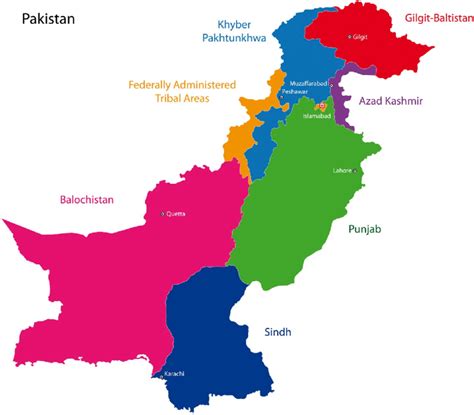 Map Of The Provinces Of Pakistan And The Location Of Azad Kashmir