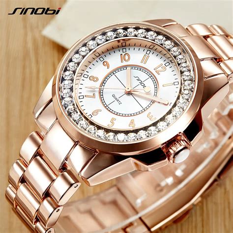 sinobi women wrist watch fashion crystal casual wirstwatches clock woman female brand luxury